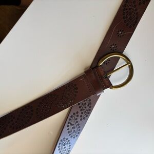 Lucky Brand Brown Leather Belt with Gold Buckle